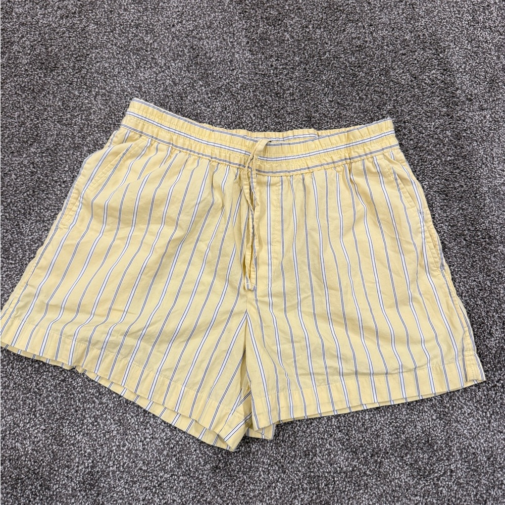 GAP Women's Yellow and Blue Striped Shorts